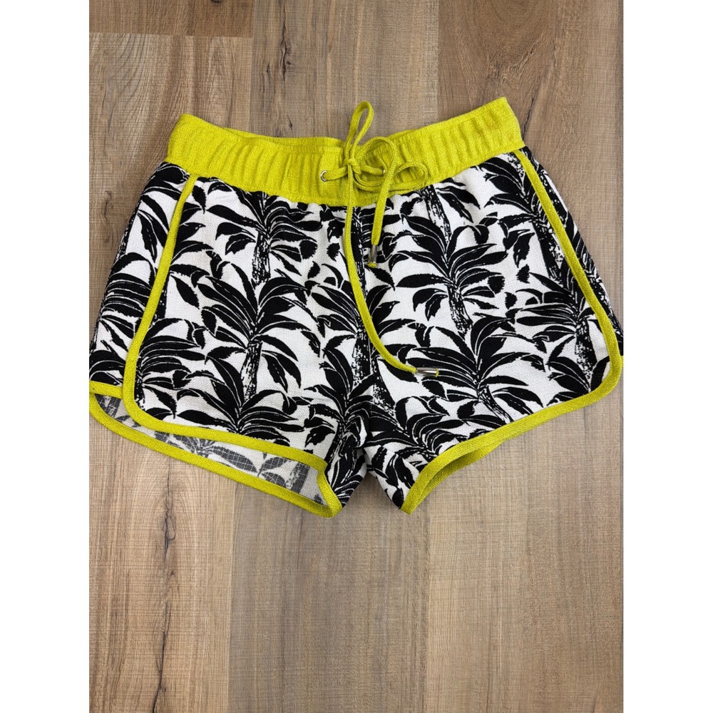 Gianni Bini Palm Tree Dash Shorts Green Black White Tropical JO150602 Small